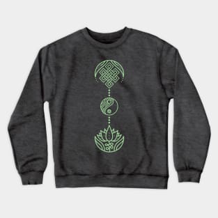 Spiritual Symbols - Yin Yang - Unalome - Lotus - Green Crewneck Sweatshirt